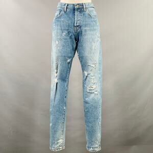 PRPS Size 28 El Camino Blue Cotton Distressed Tapered Jeans